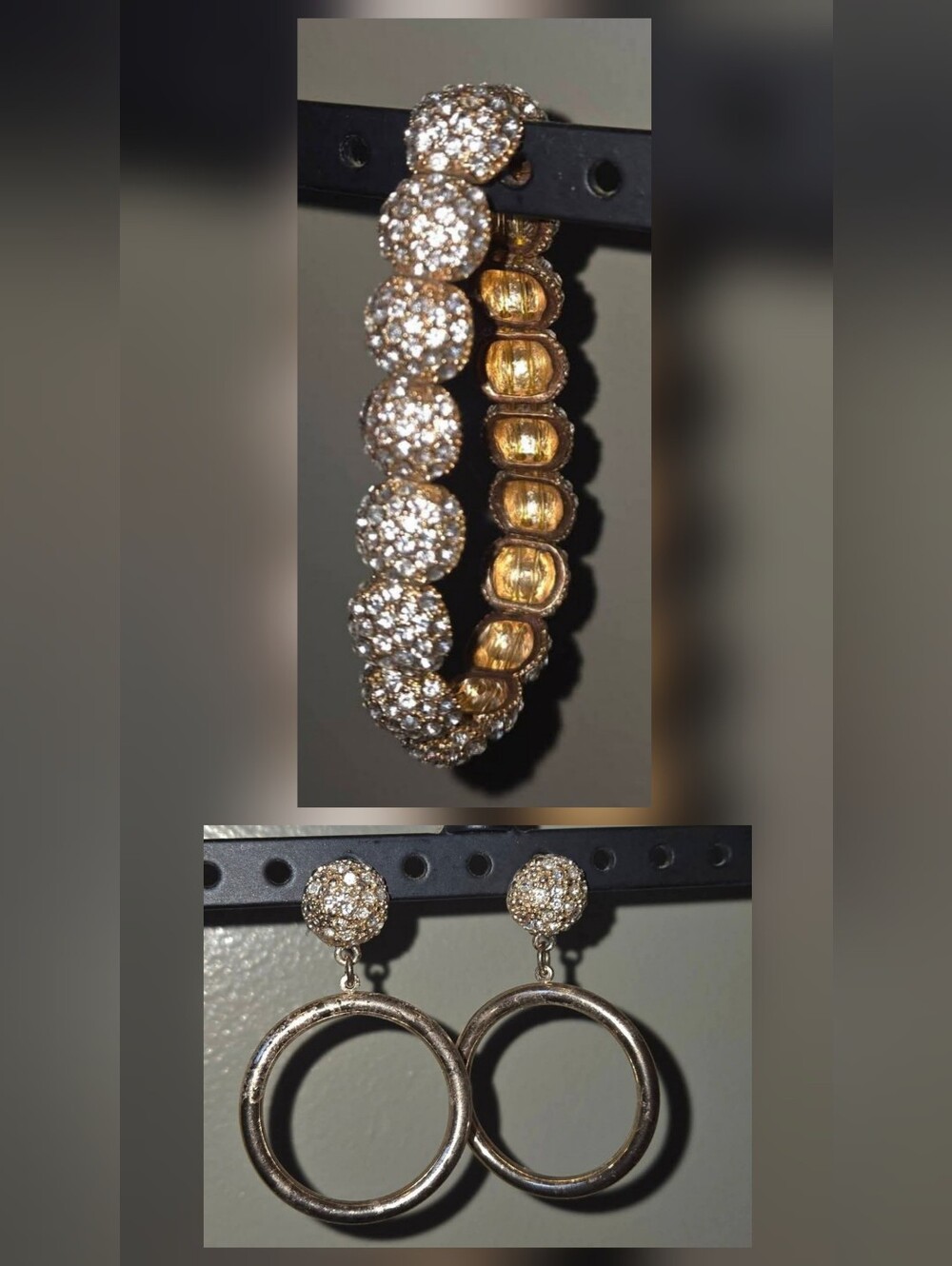 Sparkly Rhinestone Jewelry Bundle Stretch Bracelet & Matching Earrings